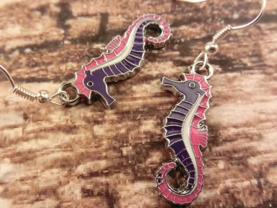 Preview: Seepferdchen Ohrringe Vintage Optik Seahorse